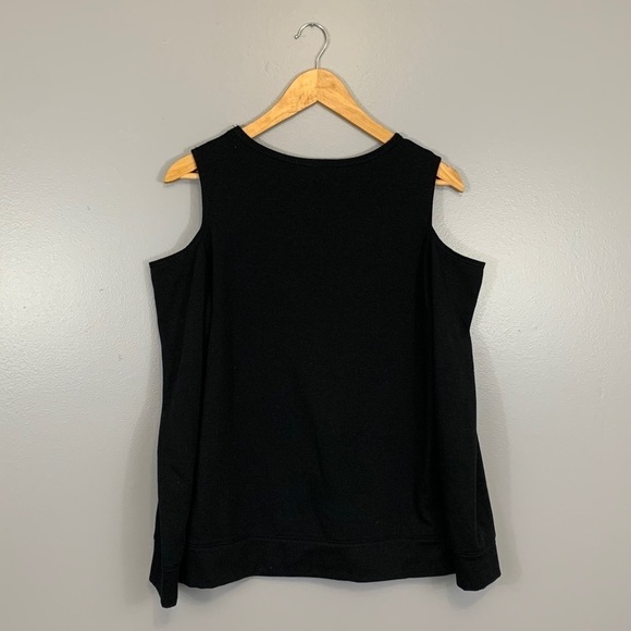 DESIGN LAB | Lord & Taylor Black Patch Open Shoulder Long Sleeve Shirt - Picture 3 of 11